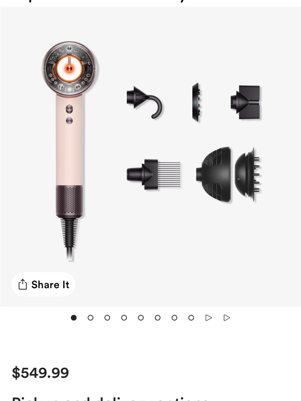 Dyson Supersonic Hair Dryer with Magnetic Styling Tools - Pink and Silver